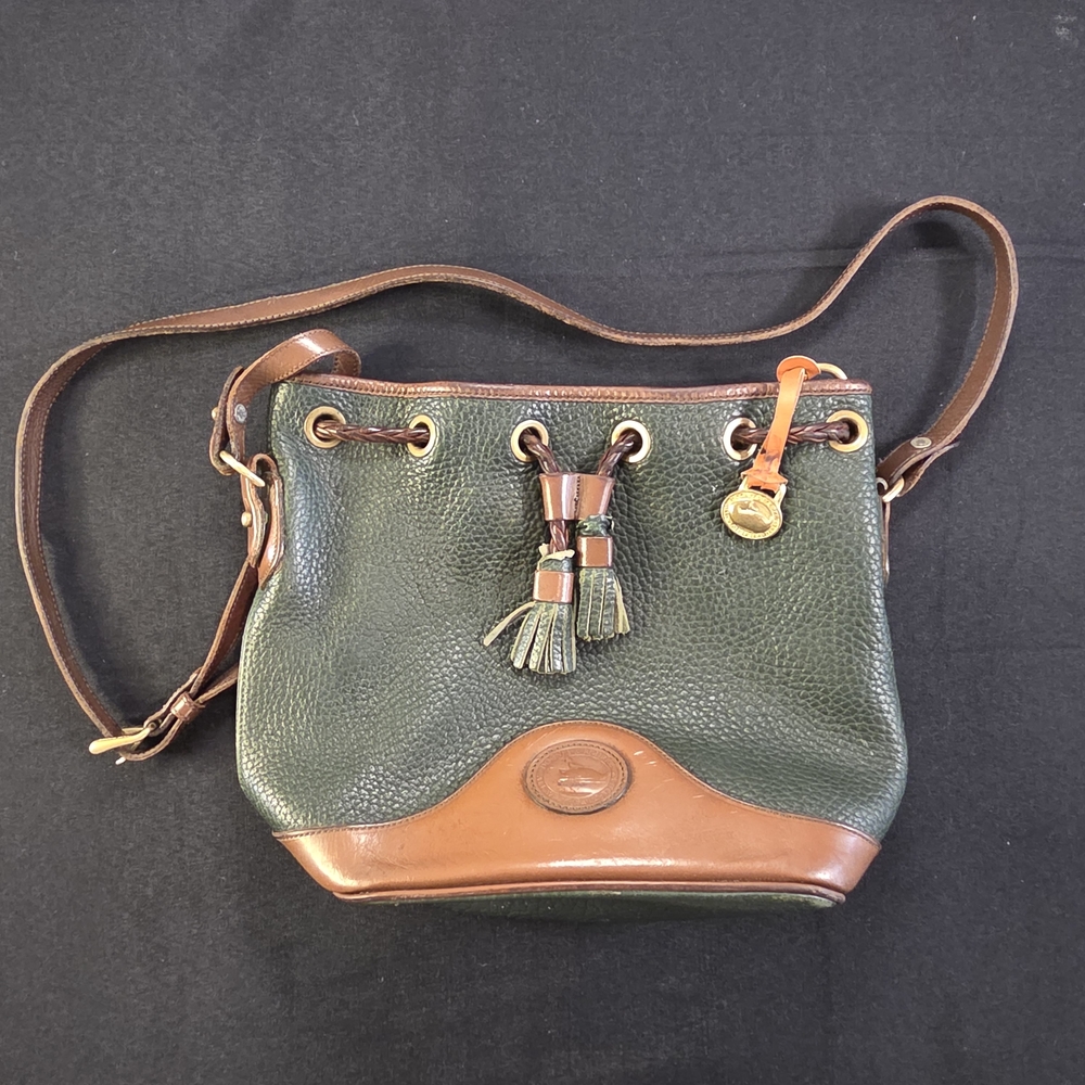 Dooney & Bourke Forest Green and Tan Leather Shoulder Bag